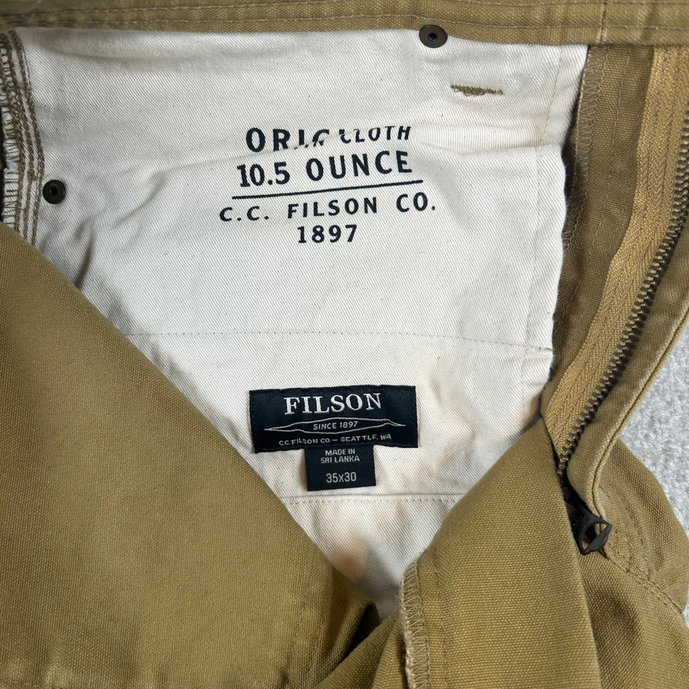 Filson Double Hunt Pants Mens 35x30 Brown 10.5oz Cotton Canvas Workwear Utility - Picture 7 of 16